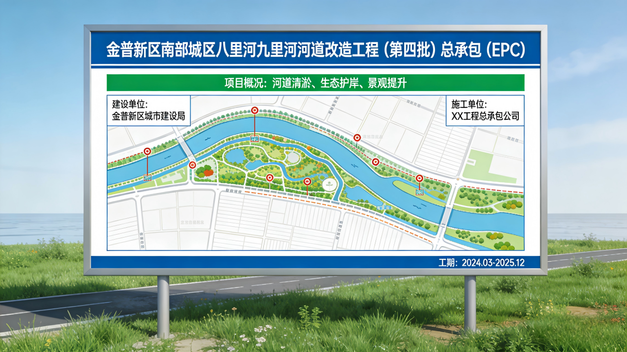 金普新区南部城区八里河九里河河道改造工程（第四批）总承包（EPC）